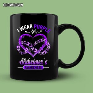 Alzheimer Shirts I Wear Purple Butterfly Heart Flower Alzheimer's Awareness Mug