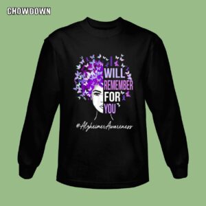 Alzheimer Shirts I Will Remember For You Womens Butterfly Sweatshirt