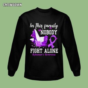 Alzheimer Shirts We Wear Purple Ribbon Spread In Family Sweatshirt