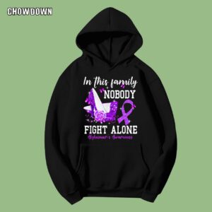 Alzheimer Shirts We Wear Purple Ribbon Spread In Family Hoodie