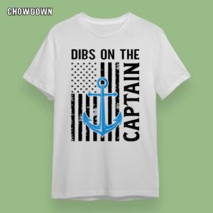 Captain Wife Dibs On The Captain Funny FIshing USA Flag Shirt