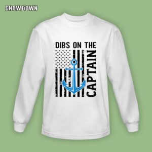 Captain Wife Dibs On The Captain Funny FIshing USA Flag Sweatshirt