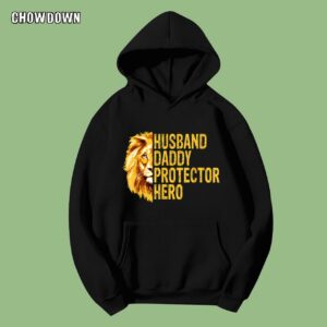 Fathers Day Gifts For Husband Lion Funny Husband Daddy Protector Hero Fathers Day Hoodie