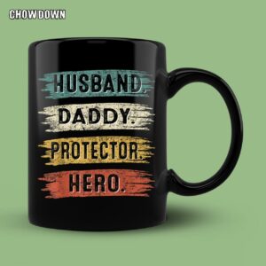 Fathers Day Gifts For Husband Shirt Vintage Husband Daddy Protector Hero Happy Father's Day Mug