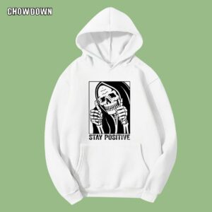 Funny Skull Stay Positive Skeleton Halloween Hoodie