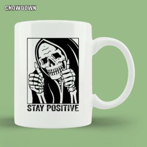 Funny Skull Stay Positive Skeleton Halloween Mug