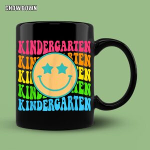 Groovy Kindergarten Vibes Face Retro Teachers Students Back To School Mug