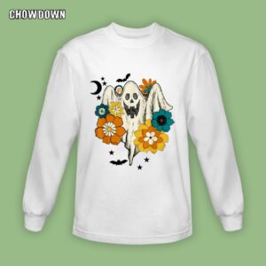 Groovy Vintage Floral Ghost Cute Halloween Spooky Season Sweatshirt