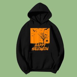 Happy Halloween Bats Pumpkin Spooky Scene Crows Spider Hoodie