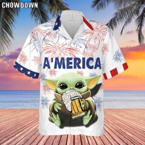 Star Wars Hawaiian Shirt Baby Yoda Beer