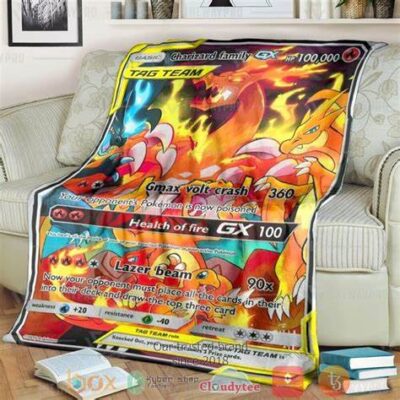 Anime Pokemon Shadow Charizard Pokemon Card Blanket