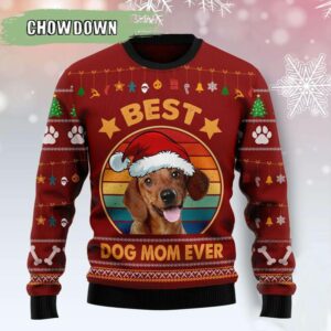 New 2022 Dachshund Best Dog Mom Dog Ugly Christmas Sweater