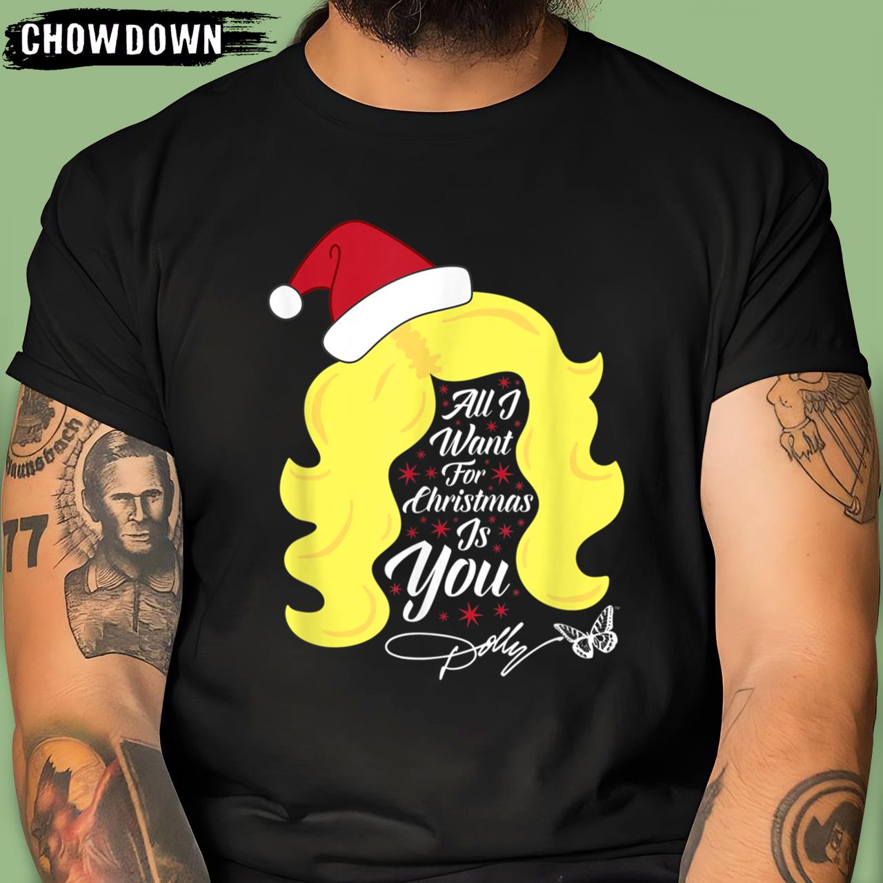 All I Want Christmas Dolly Wig Dolly Parton T Shirt