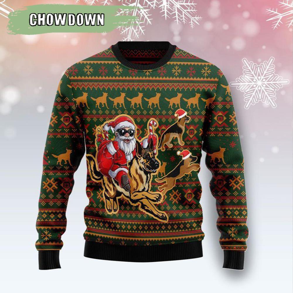 Awesome German Shepherd Santa Claus Dog Ugly Christmas Sweater Gift For Christmas