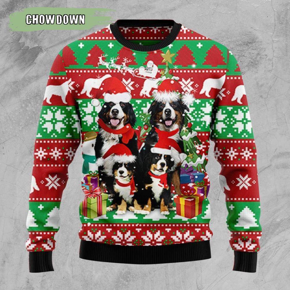 Bernese Mountain Dog Family Dog Ugly Christmas Sweater- Christmas Gifts 2023