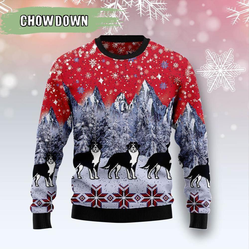 Bernese Mountain Dog Snow Dog Ugly Christmas Sweater- Christmas Gifts 2023