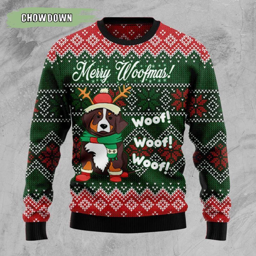 Bernese Mountain Dog Woofmas Dog Ugly Christmas Sweater- Christmas Gifts 2023