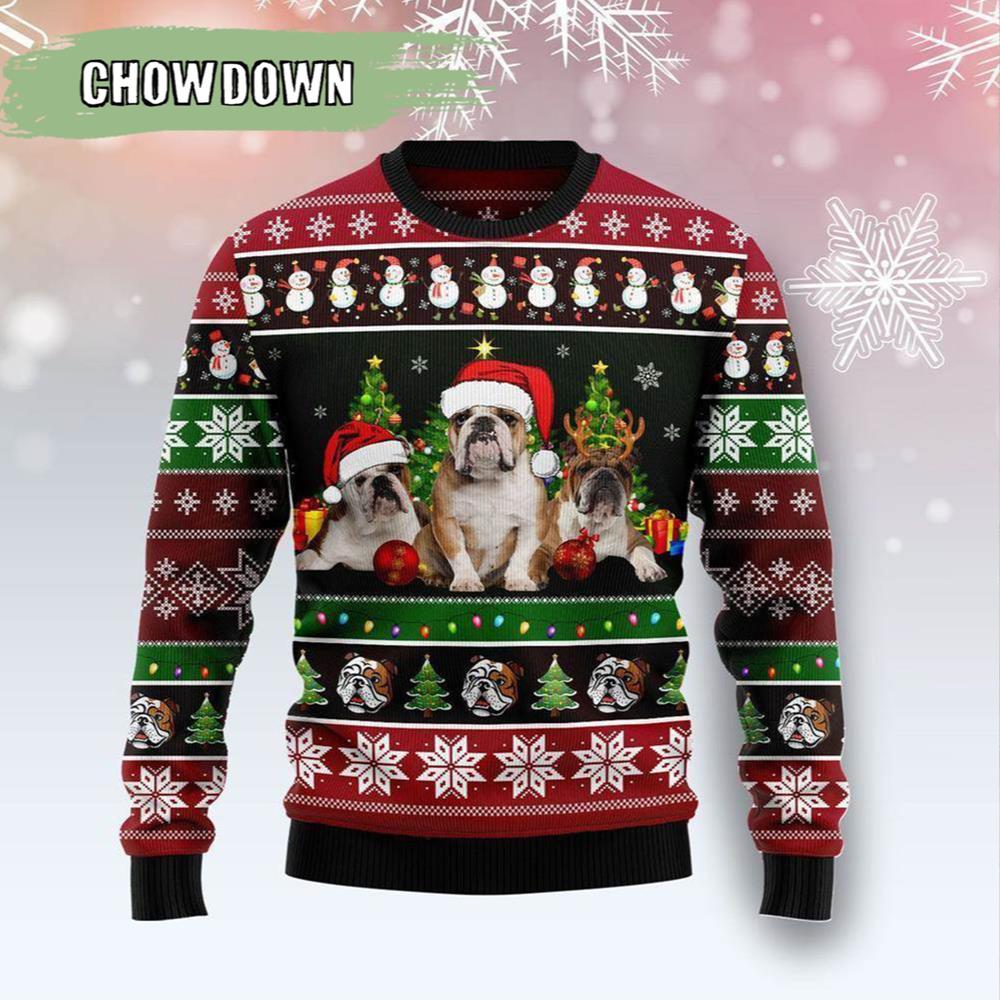 Bulldog Group Beauty Dog Ugly Christmas Sweater- Christmas Gifts 2023