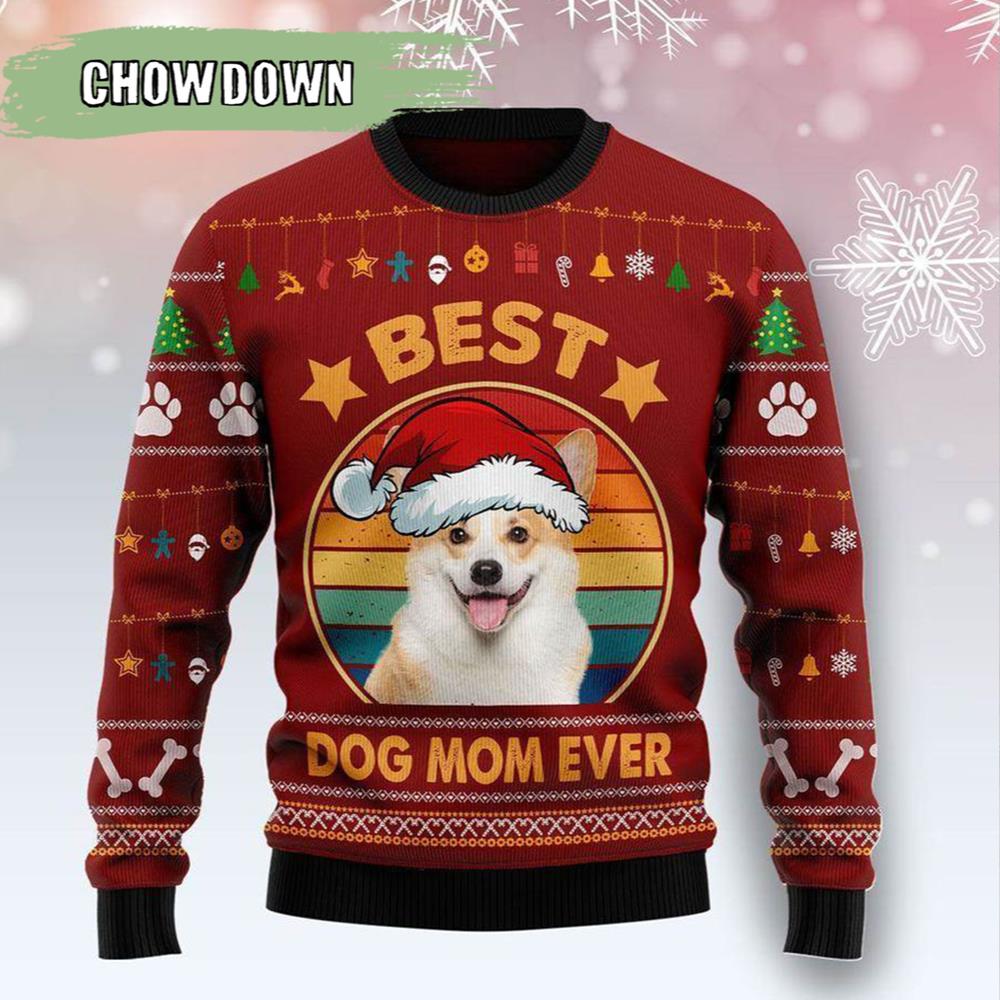 Cardigan Welsh Corgi Best Dog Mom Ever Dog Ugly Christmas Sweater- Christmas Gifts 2023