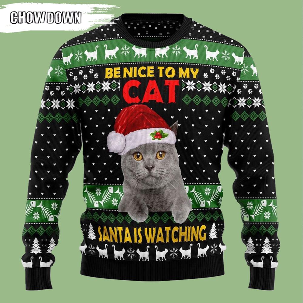 Cat Be Nice Cat Ugly Christmas Sweater- Christmas Gifts 2023