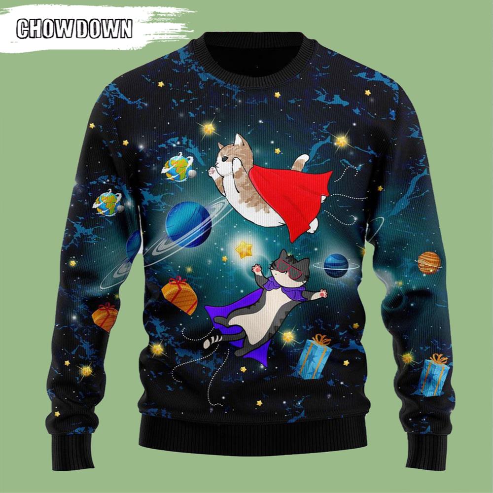 Cat Galaxy Cat Ugly Christmas Sweater- Christmas Gifts 2023