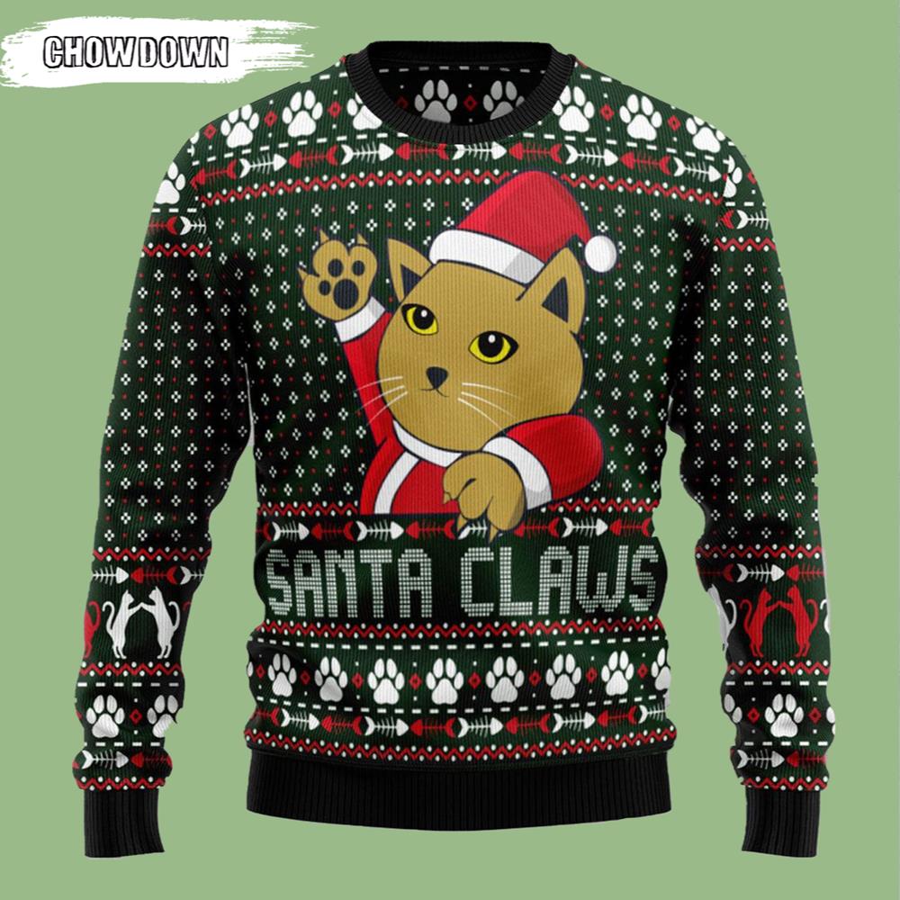 Cat Santa Claws Christmas Cat Ugly Christmas Sweater- Christmas Gifts 2023