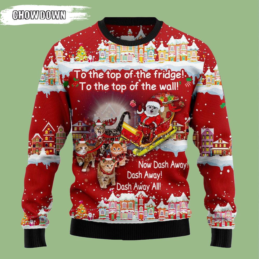 Cat Sleigh Cat Ugly Christmas Sweater- Christmas Gifts 2023