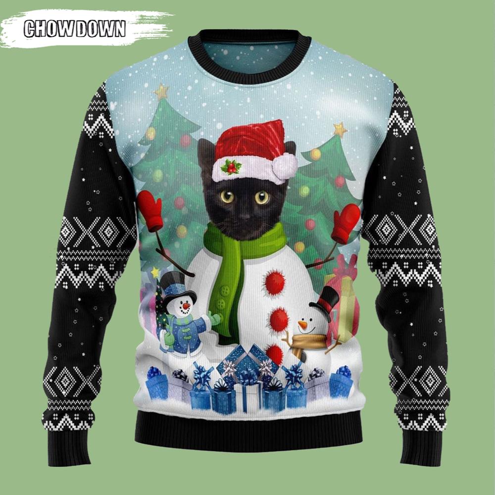 Cat Snowman Cat Ugly Christmas Sweater- Christmas Gifts 2023