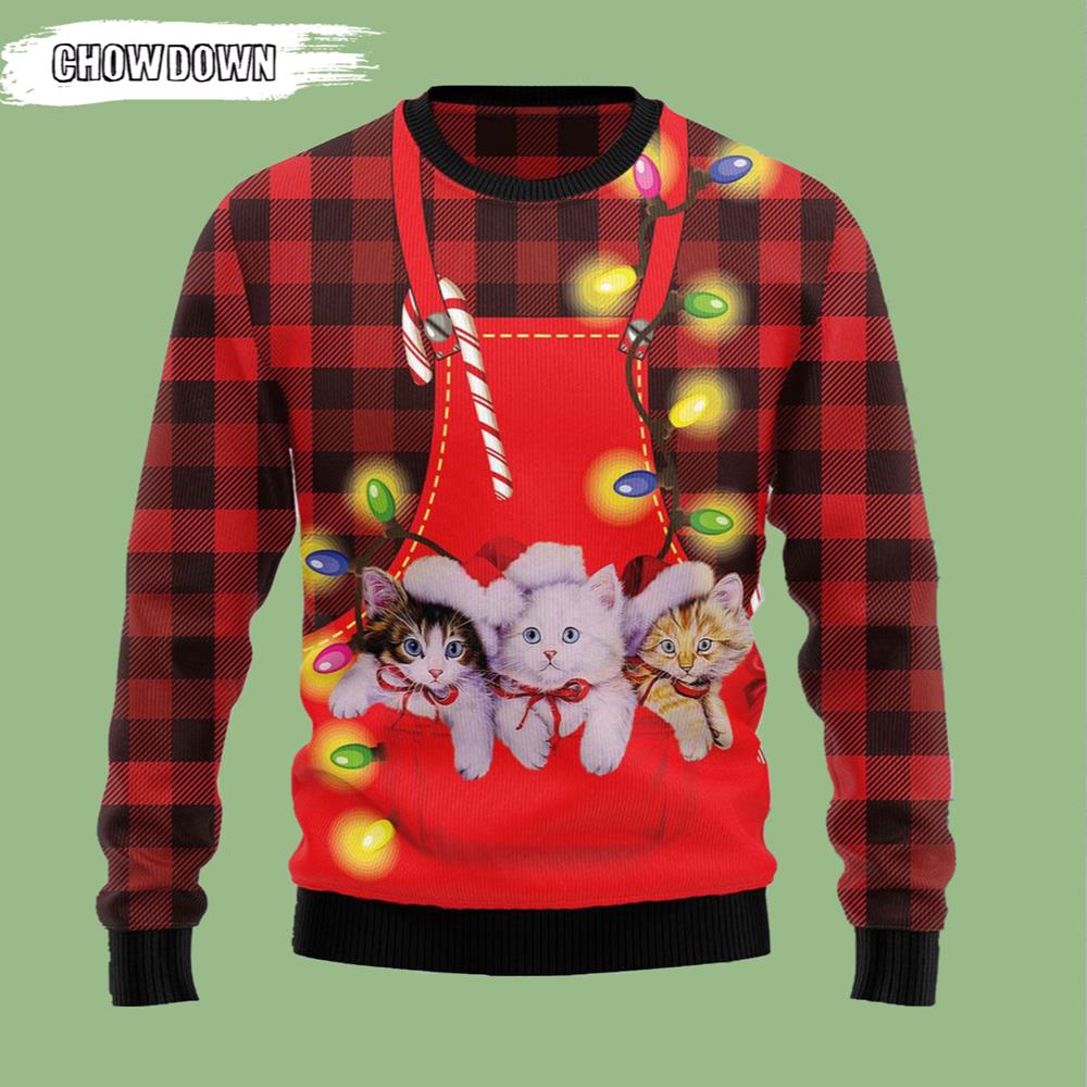Cat Ugly Christmas Sweater Three Cat Are So Cute- Christmas Gifts 2023