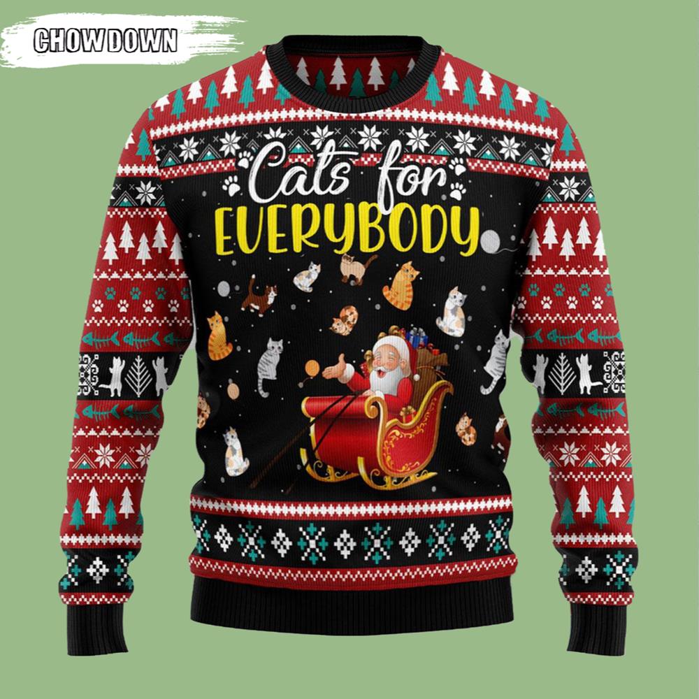 Cats For Everybody Cat Ugly Christmas Sweater- Christmas Gifts 2023