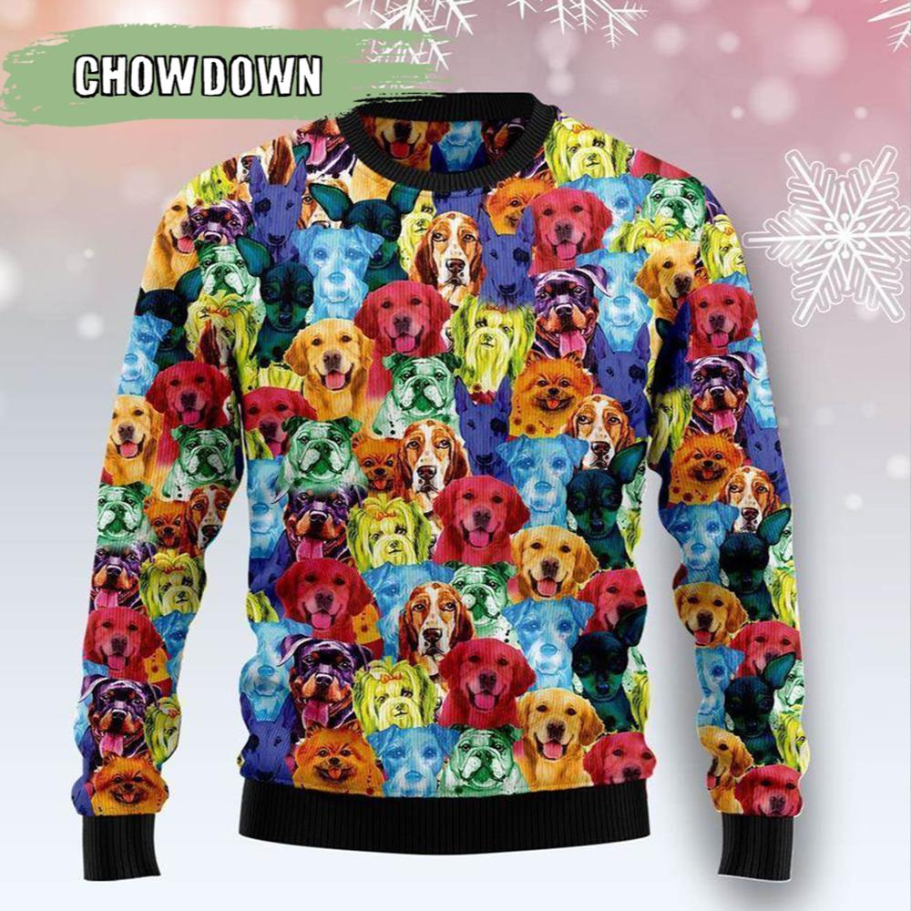 Dog Colorful Dog Ugly Christmas Sweater- Christmas Gifts 2023