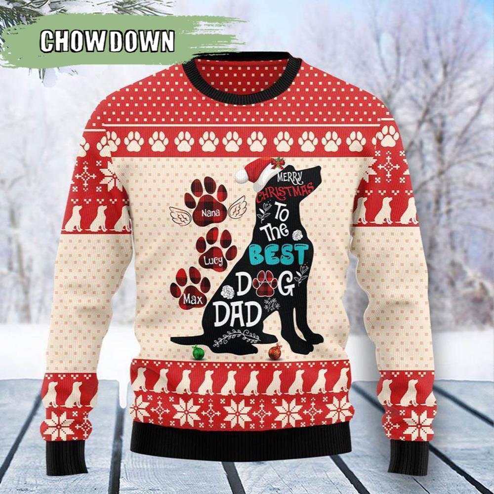 Dog Dad Christmas Personalized Dog Ugly Christmas Sweater- Christmas Gifts 2023