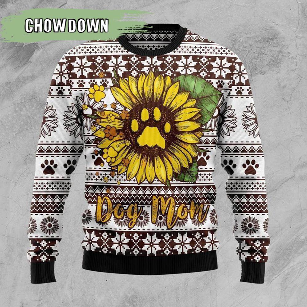 Dog Mom Sunflower Dog Ugly Christmas Sweater- Christmas Gifts 2023