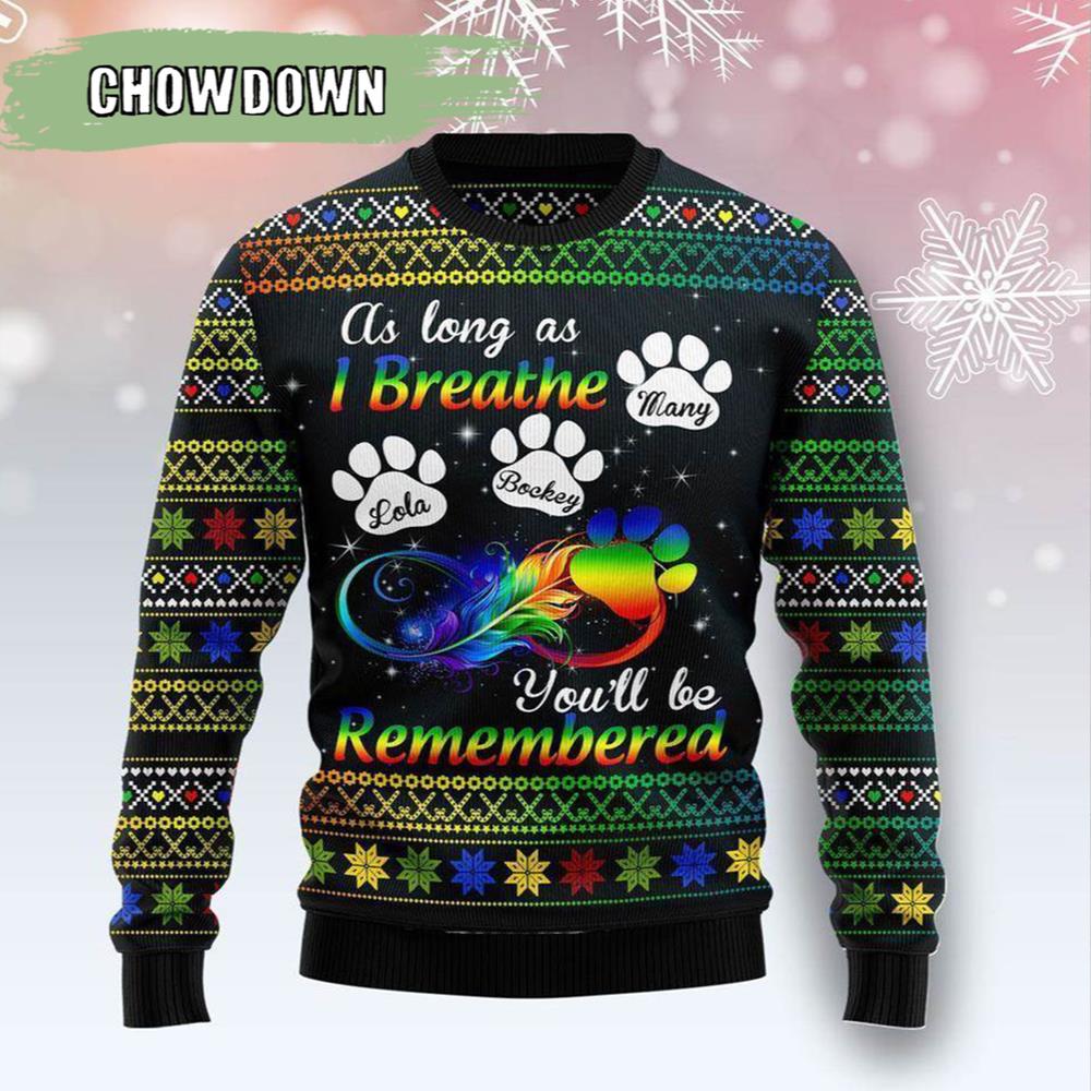 Dogs Will Be Remembered Personalized Dog Ugly Christmas Sweater- Christmas Gifts 2023