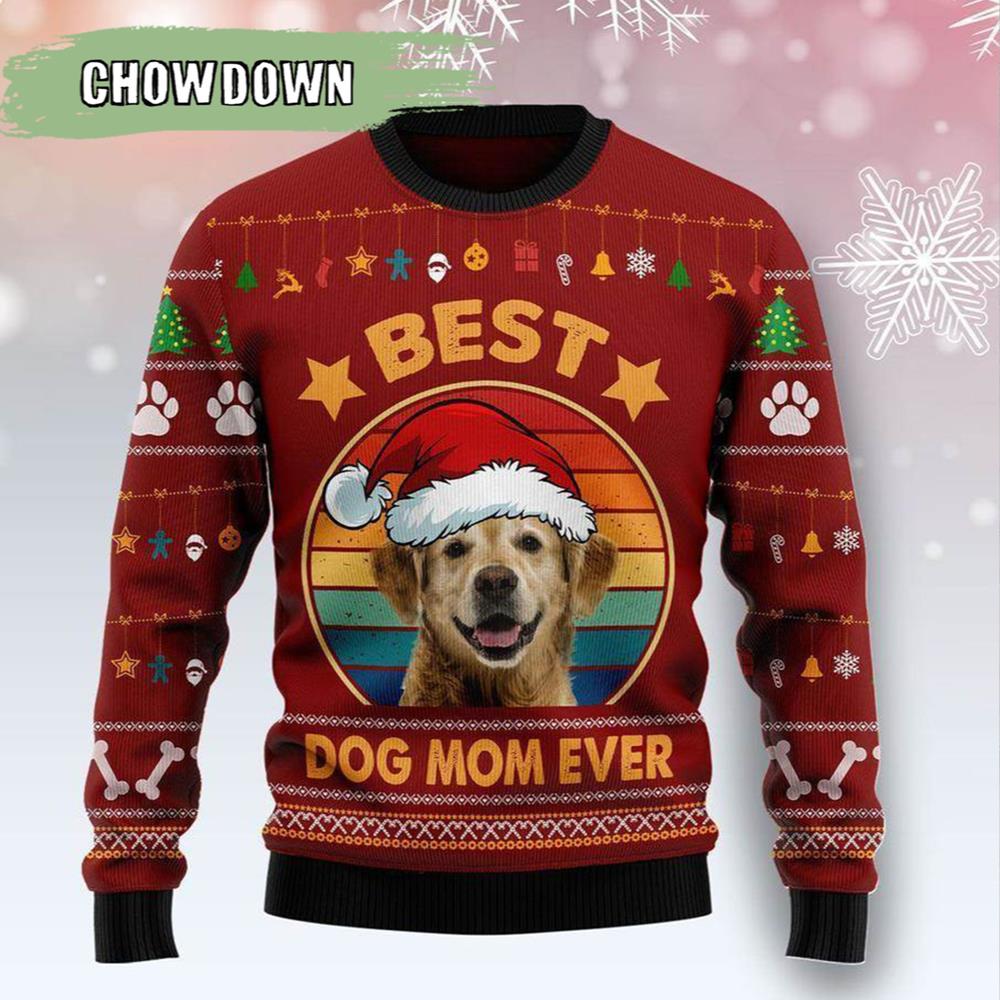 Golden Retriever Best Dog Mom Ever Dog Ugly Christmas Sweater- Christmas Gifts 2023