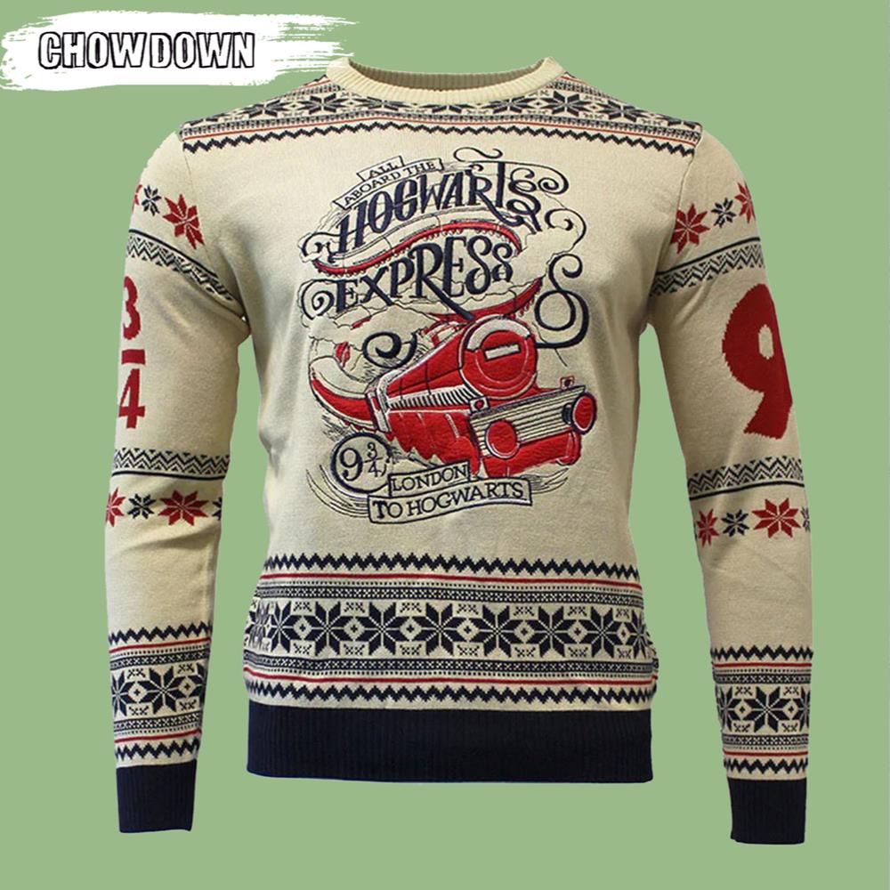 Harry Potter Hogwarts Express Knitted Jumper Harry Potter Ugly Christmas Sweater- Christmas Gifts 2023