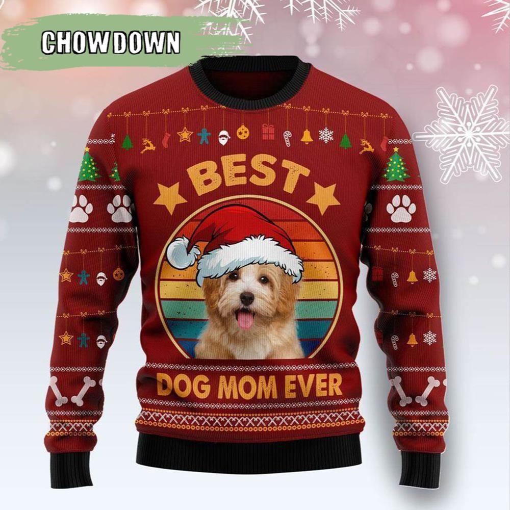 Havanese Best Dog Mom Ever Dog Ugly Christmas Sweater- Christmas Gifts 2023
