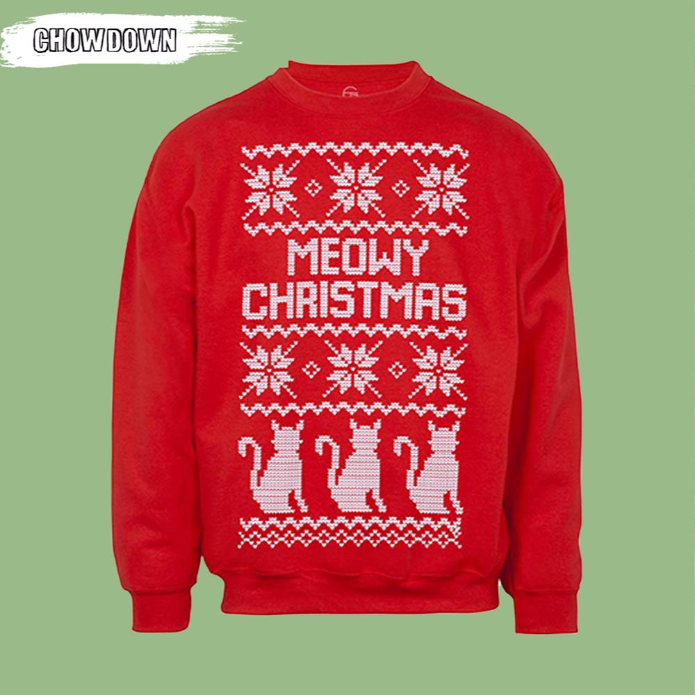 Mens Meow Christmas Cat Ugly Christmas Sweater- Christmas Gifts 2023
