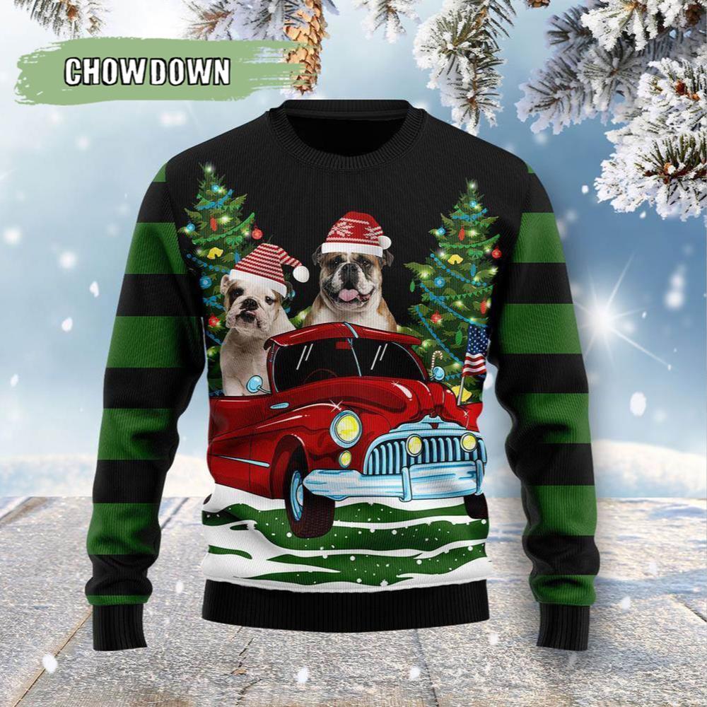 Merry Christmas Bulldog Dog Ugly Christmas Sweater- Christmas Gifts 2023