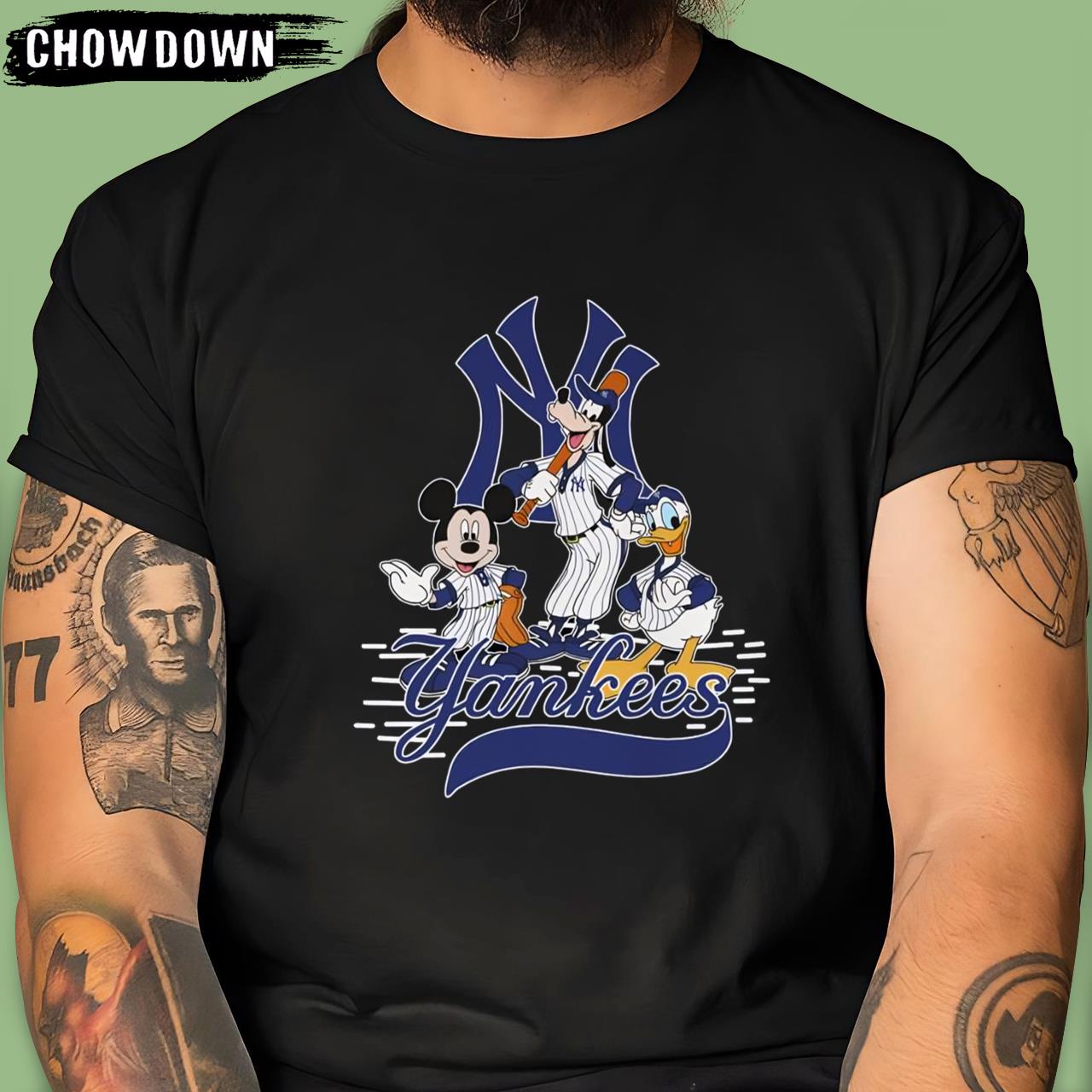 New York Yankees Mickey Mouse Goofy Donald Duck Disney Character Yankees T-Shirt