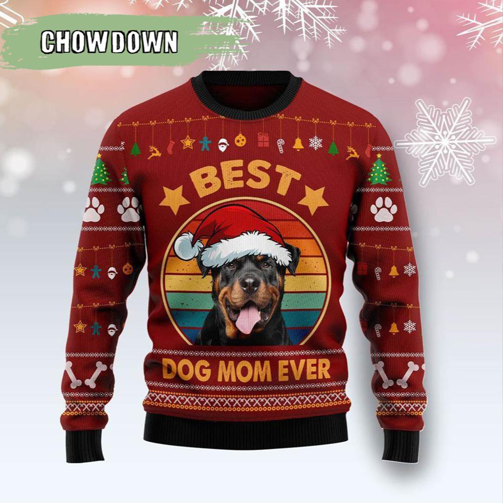 Rottweiler Best Dog Mom Ever Dog Ugly Christmas Sweater- Christmas Gifts 2023
