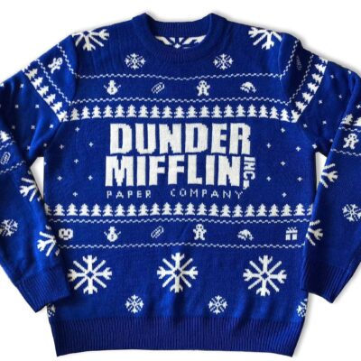 Dunder Mifflin Blue The Office Ugly Christmas Sweater