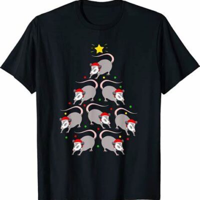 Funny Christmas T-Shirt Possum Lovers Cute Opossum Santa Hat Christmas