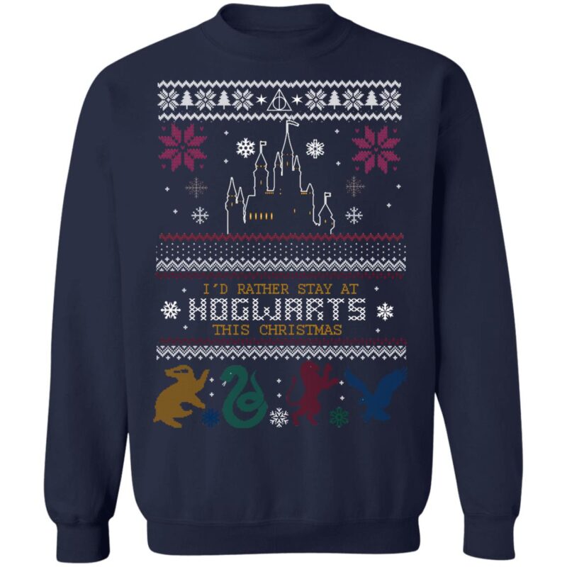 I'd Rather Stay At Hogwarts Harry Potter Ugly Christmas Sweater- Christmas Gifts 2023