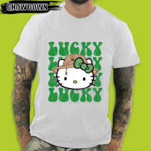 Lucky Shamrock Hello Kitty Cat Mens St Patricks Day T-Shirts
