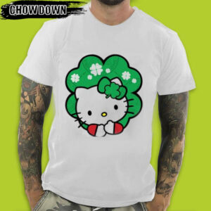 Hello Kitty Cat Lucky CloverMens St Patricks Day T-Shirts 