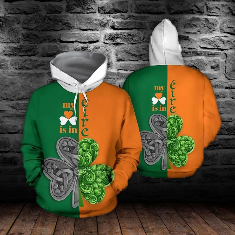 Irish Saint Patrick's Day Shamrock Celtic Cross Hoodie