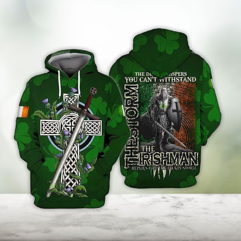 The Storm The Irishman St Patrick’s Day 3D Allover Print Hoodie
